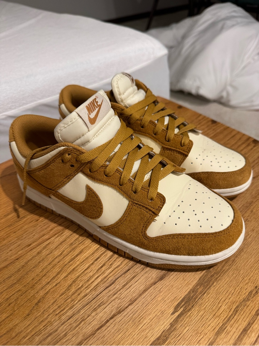 Nike Men’s Low-Top Sneakers — Tan & Cream Suede